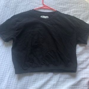 Black Crop Top with Elastic on Waist